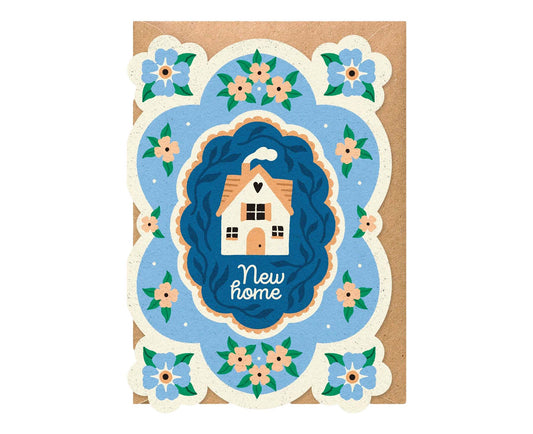 Cute Cottage Shaped New Home Card