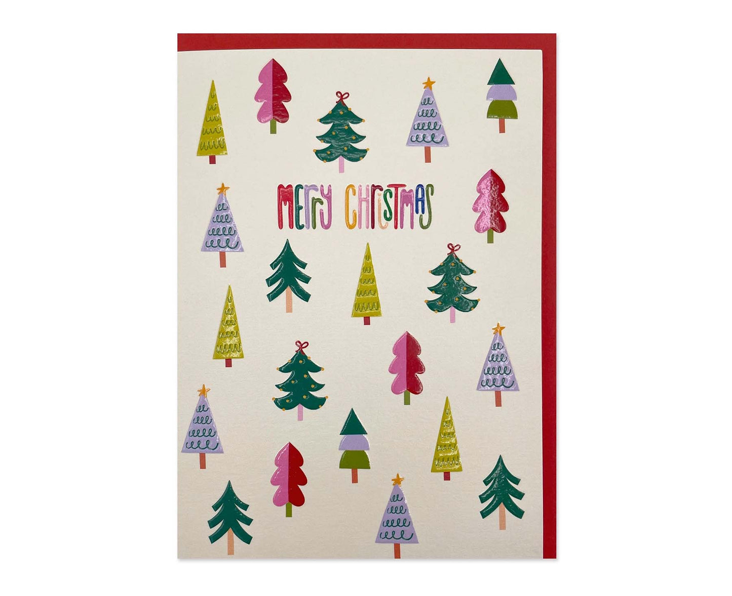 Merry Christmas Christmas Trees embossed Christmas card
