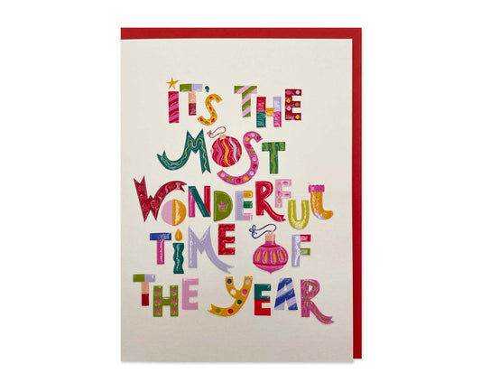 It's The Most Wonderful Time Of The Year embossed Christmas card