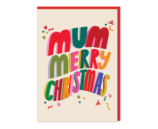 Mum Merry Christmas embossed Christmas card