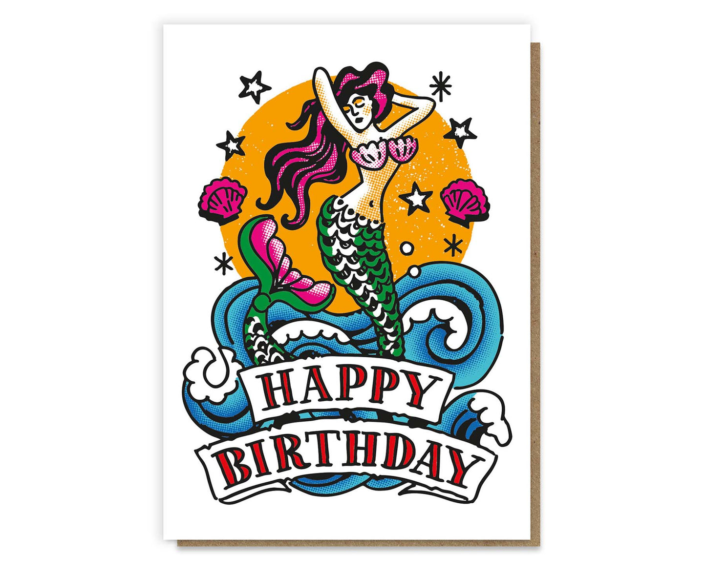 Mermaid Tattoo Birthday Card