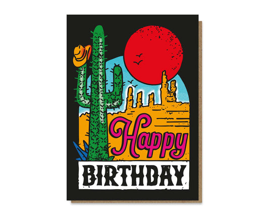 Wild Wild West Cactus Tattoo Birthday Card