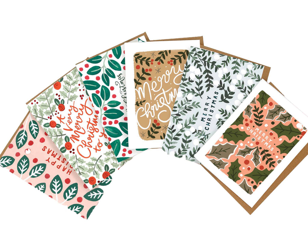 Pack of 6 Illustrated Festive Botanics Christmas Cards