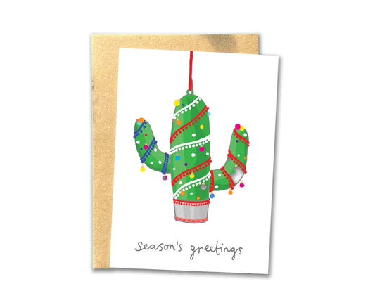 Cactus Bauble Kitsch Christmas Card