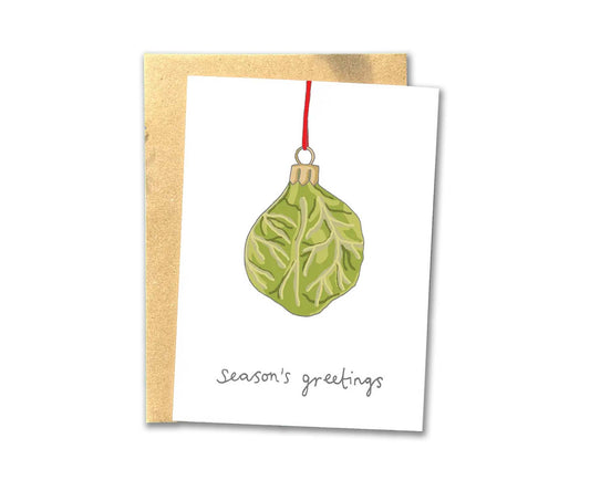 Sprout Bauble Kitsch Christmas Card