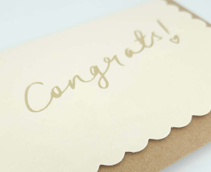 Scallop Gold Foiled Congrats! Blush Congratulations Card