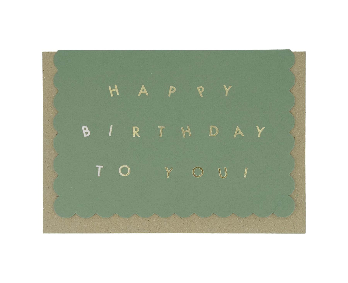 Scallop Gold Foiled Green Birthday Card