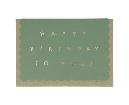 Scallop Gold Foiled Green Birthday Card