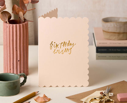 Scallop Gold Foiled Blush Birthday Card