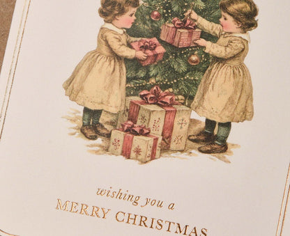Vintage Christmas Tree Gold Foiled Christmas card