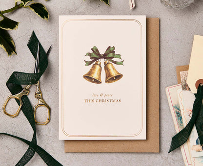 Vintage Bells Gold Foiled Christmas card