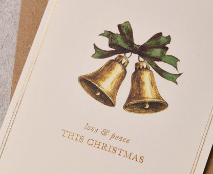 Vintage Bells Gold Foiled Christmas card