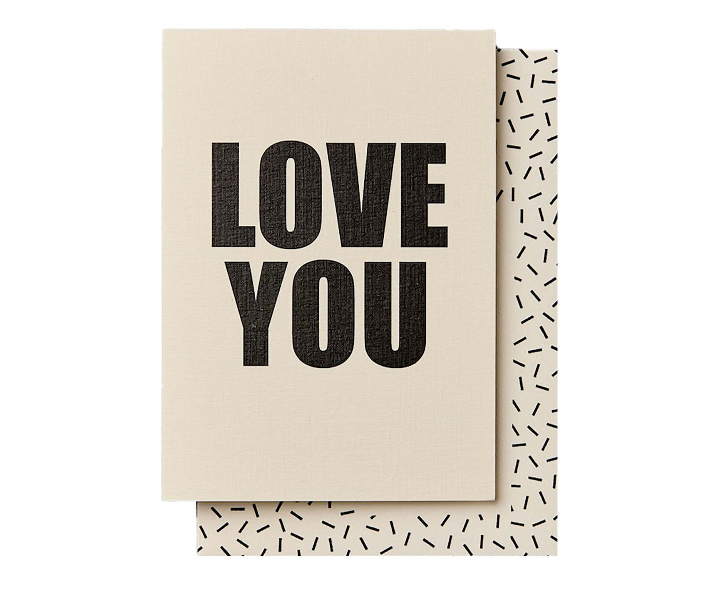 Handprinted Love You Bold Type Valentines / Anniversary Card
