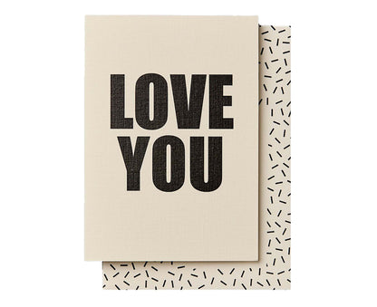 Handprinted Love You Bold Type Valentines / Anniversary Card