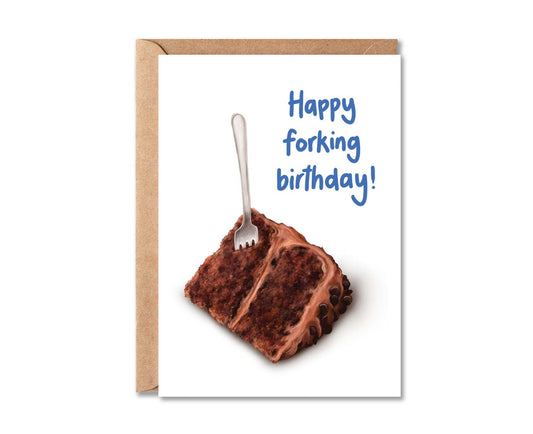 Happy Forking Birthday Cake Birthday Card