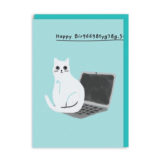 Happy Bir9669.. Cat on Laptop Birthday Card