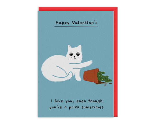 I Love You Even Though You're A Prick Sometimes Cat Valentine's Card