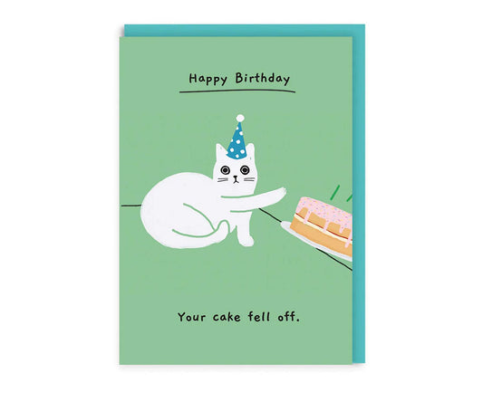 Your Cake Fell Off Cat Birthday Card