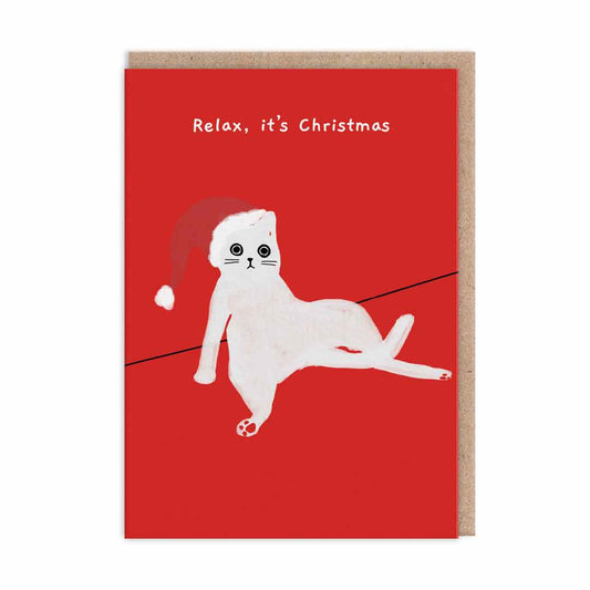 Relax It's Christmas Cat Christmas Card