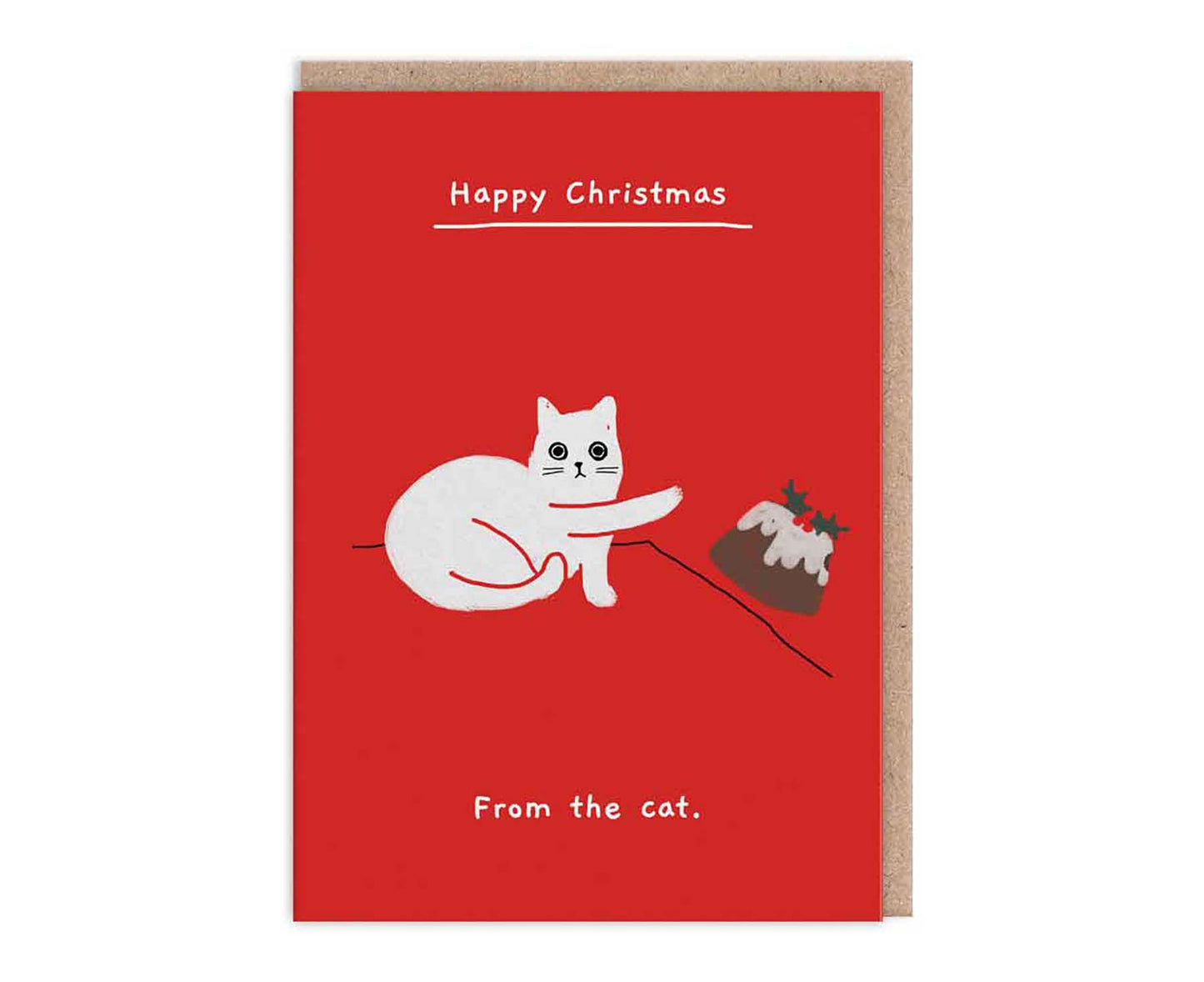 Christmas Pudding Cat Christmas Card