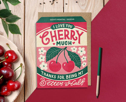 Love You Cherry Much Vintage Seed Packet Valentine's / Anniversary Card