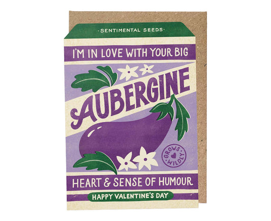 Cheeky Aubergine Vintage Seed Packet Valentine's Card