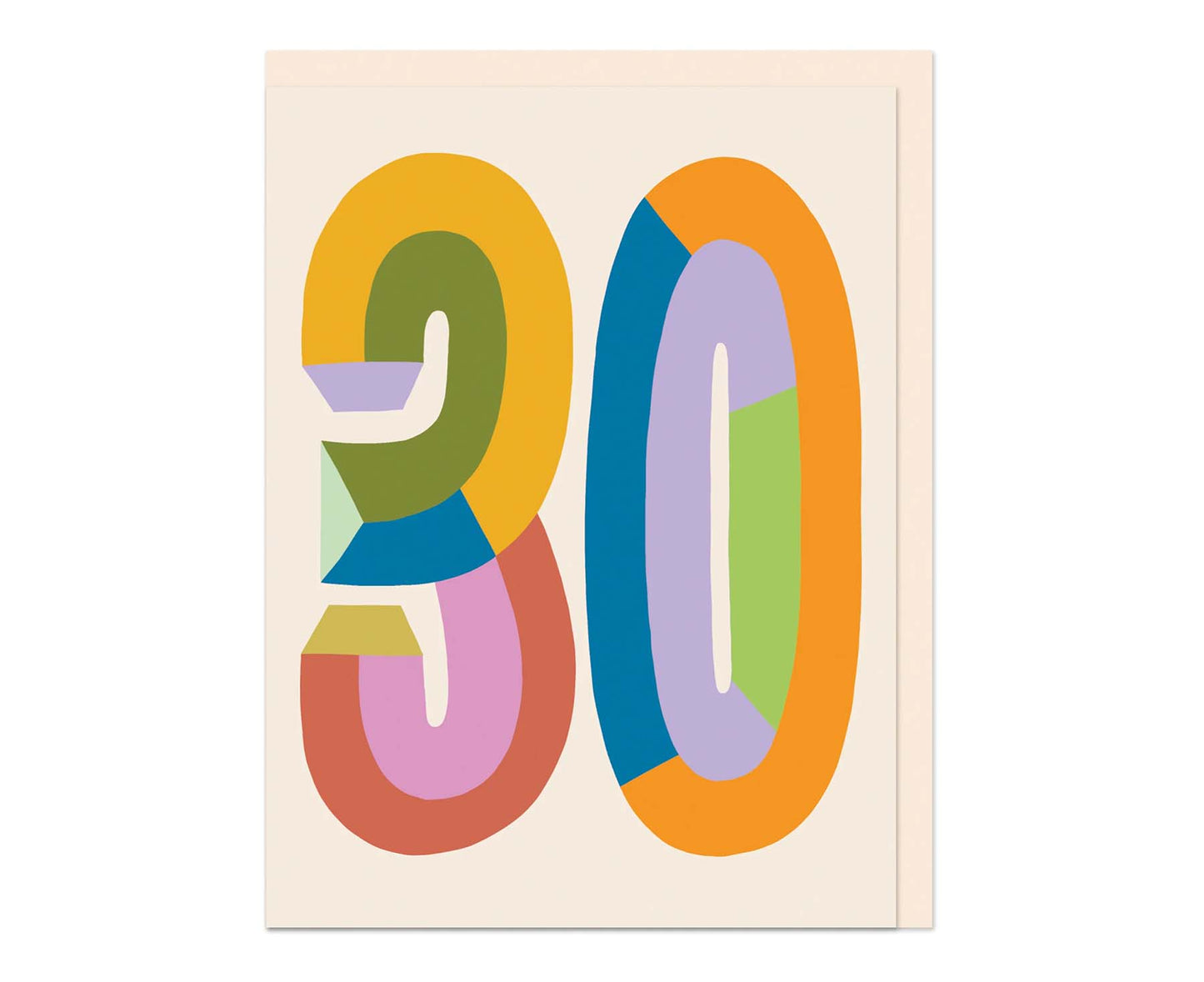 Bold Colourful 30 embossed mini 30th Birthday Card