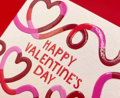 Valentine's Day Heart Squiggles embossed mini Valentine's card