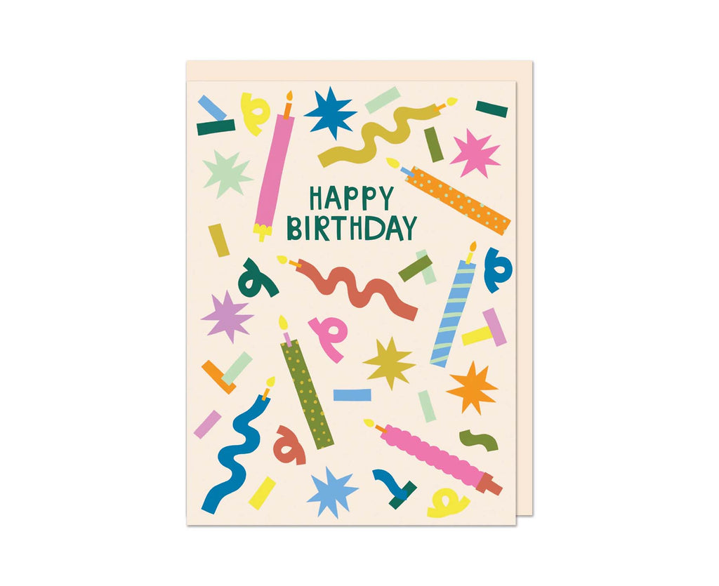 Happy Birthday Candles embossed mini birthday card