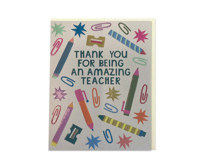 Thank You To An Amazing Teacher embossed mini card