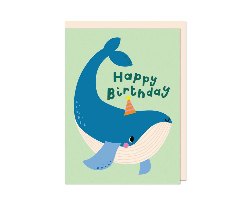 Blue whale embossed mini kids birthday card