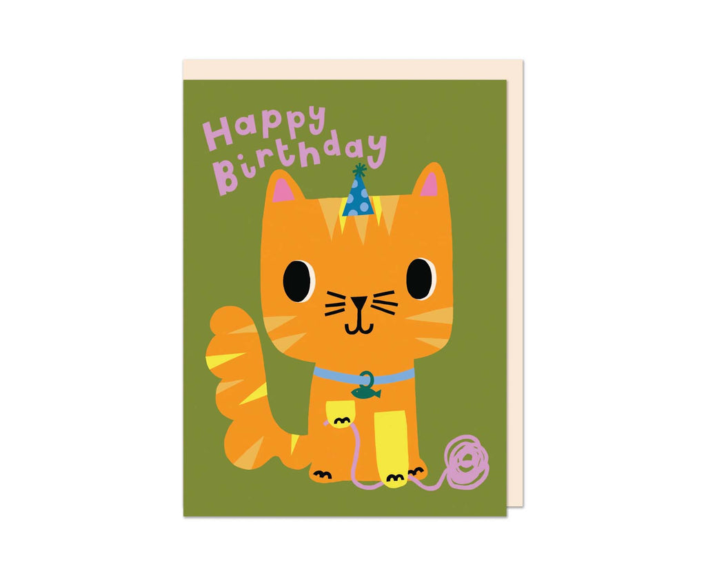 Cat embossed mini kids birthday card