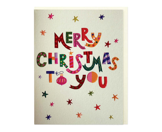 Merry Christmas to You embossed mini Christmas card