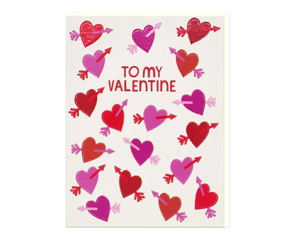 To My Valentine Hearts & Arrows embossed mini Valentine's card