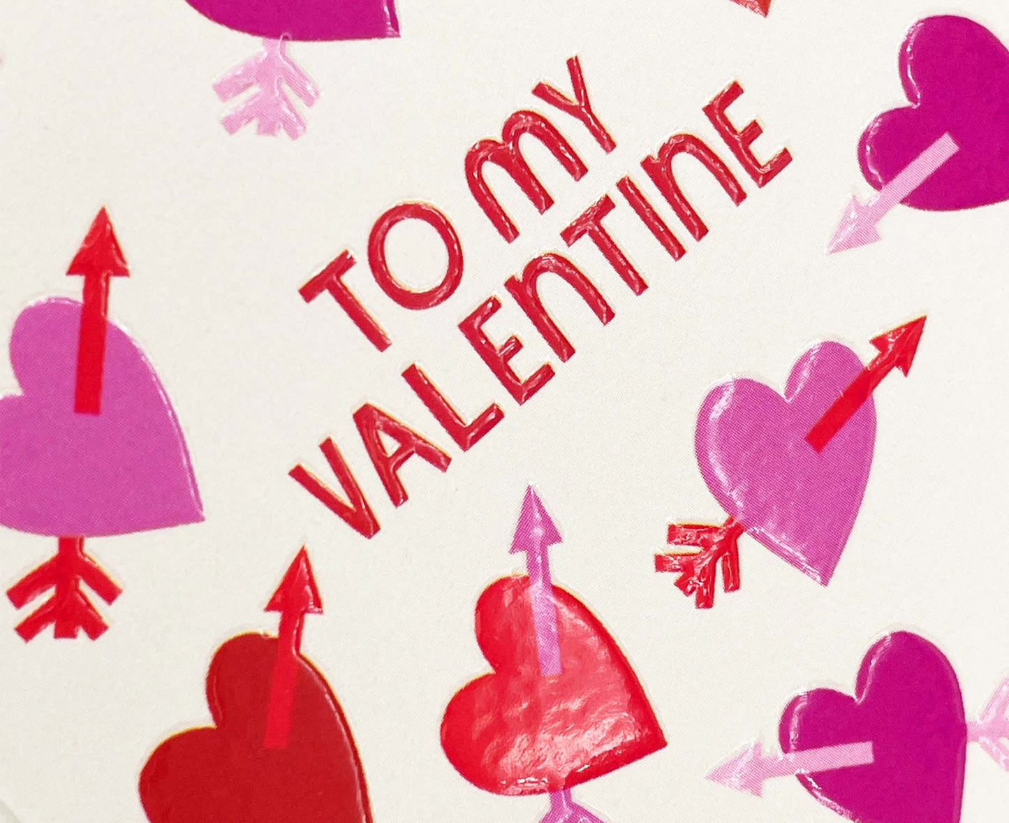 To My Valentine Hearts & Arrows embossed mini Valentine's card