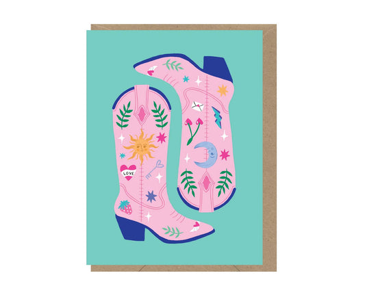 Pink Cowboy Boots mini blank card