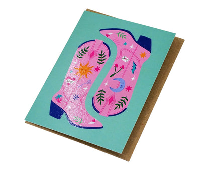 Pink Cowboy Boots mini blank card