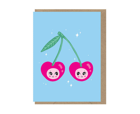 Cute Cherries mini blank card