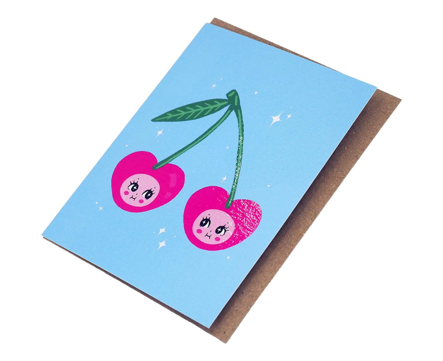 Cute Cherries mini blank card