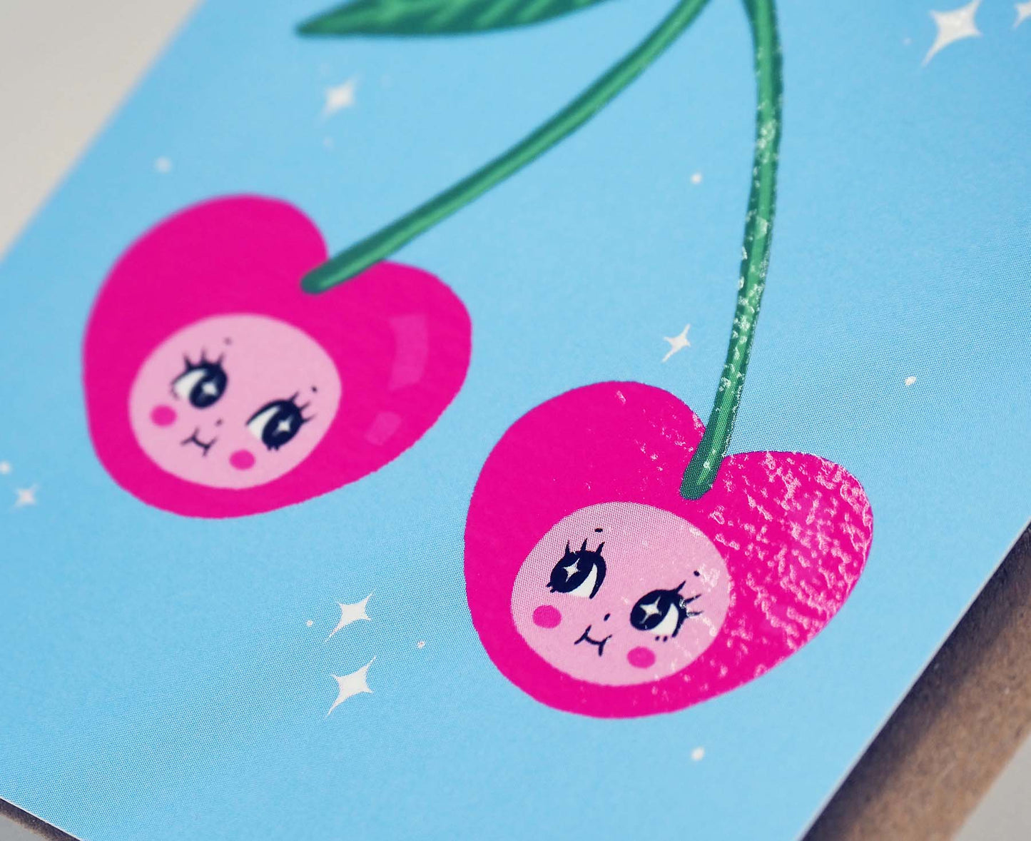 Cute Cherries mini blank card