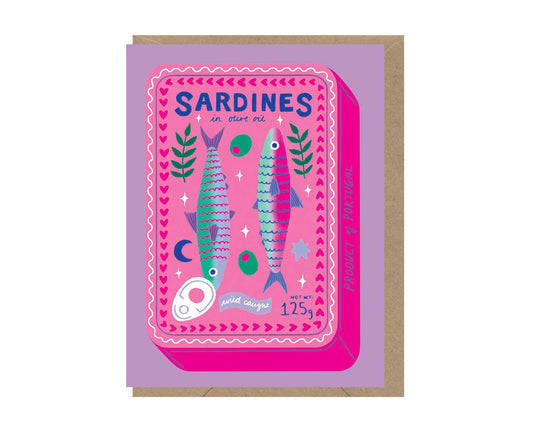 Sardines Cute mini blank card