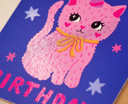 Cute Birthday Cat mini Birthday card