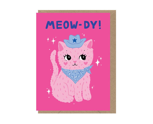 Meow-dy Cute Cowboy Cat mini blank card