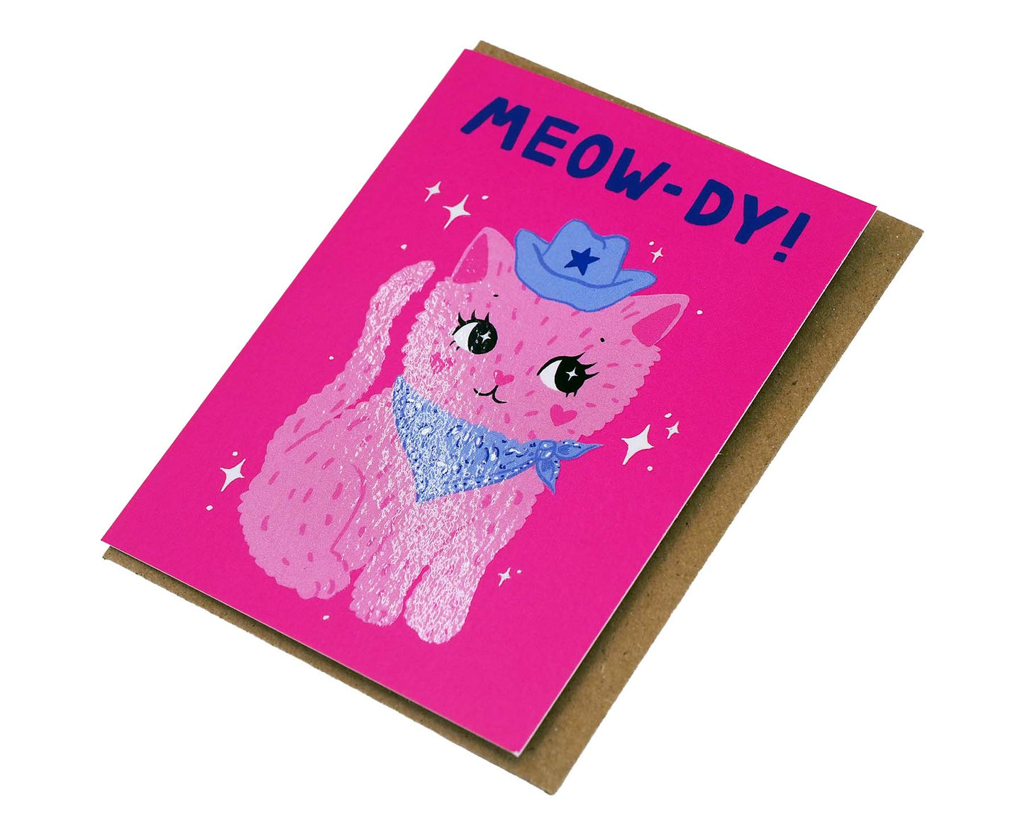 Meow-dy Cute Cowboy Cat mini blank card