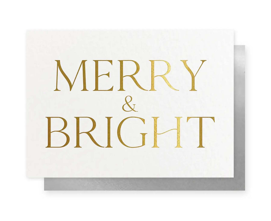 Merry & Bright Gold Foiled Christmas Card