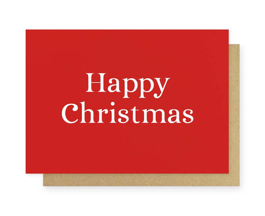 Happy Christmas White Foiled Christmas Card