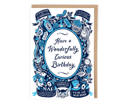 Alice in Wonderland illustrated birthday card