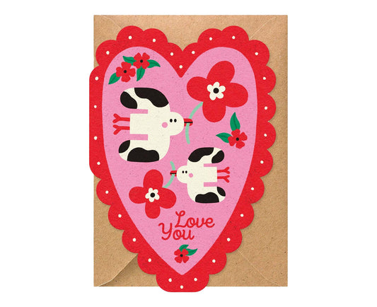 Heart Shaped Love You Birds Valentine's / Anniversary Card