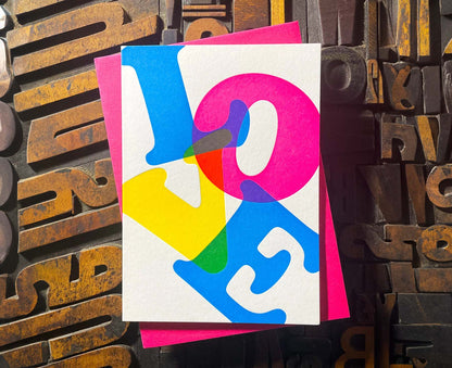 Love Typography Letterpress Valentines / Anniversary Card