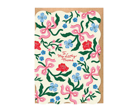 My Lovely Friend Floral Die Cut Birthday / Note Card